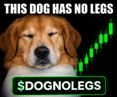 DOGNOLEGS beside rising green candles